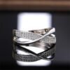 Cross Diamonds Spiral 925 Silver Ring_