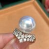 Pearl Crown Cubic Zirconia Silver Ring Side View