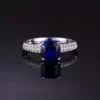 Round-cut Cubic Zirconia Promise Ring in Sterling Silver in Blue