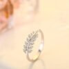 Sparkling Olive Leaf Sterling Silver Ring,