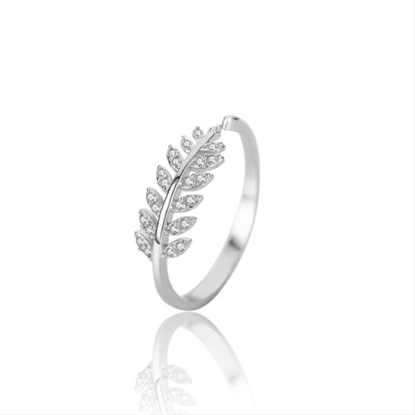 Sparkling Olive Leaf Sterling Silver Ring