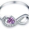 Sterling Silver Infinity Ring with Heart Cut Zirconia front view