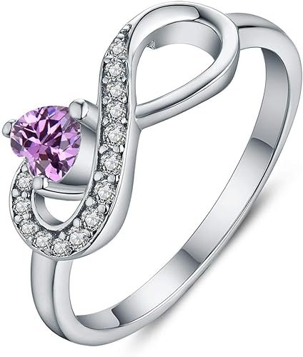 Sterling Silver Infinity Ring with Heart Cut Zirconia top view