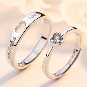 Endless Love with Enclosed Heart Couple Rings