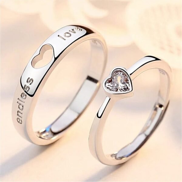 Endless Love with Enclosed Heart Couple Rings