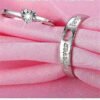 Love Birds Silver Engagement Rings Front Angle