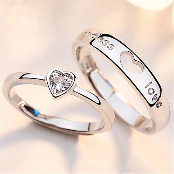 Endless Love with Enclosed Heart Couple Rings Special