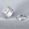 The Hollow Love Heart Silver Rings for Couples Grey BG