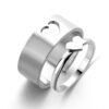 The Hollow Love Heart Silver Rings for Couples White BG